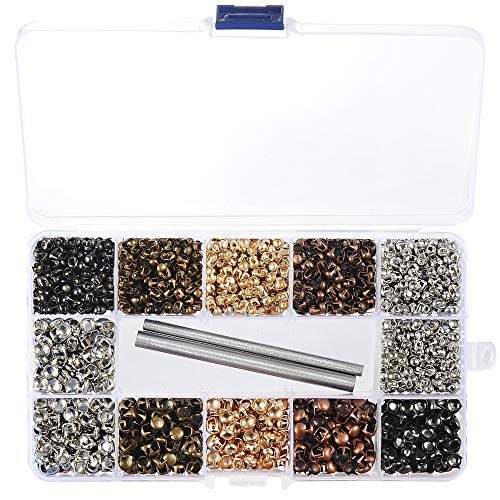 2700 Pcs Mixed Color Claw Beads Nailhead Round Dome Studs Assorted Kit with Setter Storage Box Punk Rivets Studs and Spikes for Leather Craft Clothes Belt Bag Shoes Bracelet Dog Collar Accessories DIY