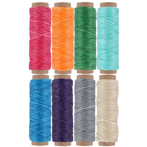 264 Yards 150D Leather Sewing Waxed Thread Cord for Leather Craft DIY 1mm Diameter 8 Colors Sewing Thread Cord,Each of 33 Yards (Color B)