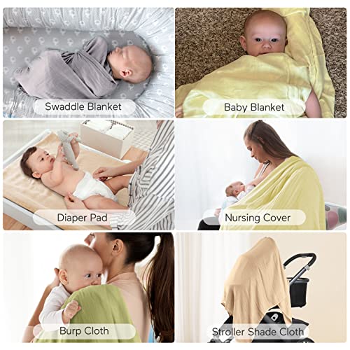 Momcozy Swaddle Blanket 47 X 47 Inches, Soft and Skin-Friendly Muslin Swaddle Blankets for Baby Boy & Girl, Breathable Baby Swaddle Blankets, Baby Blankets Unisex 4 Pack