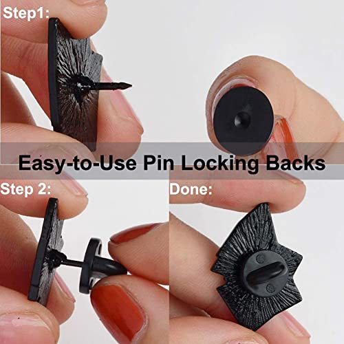 Rubber Pin Backs, 50PCS Lapel Pin Backs, Pin Safety Backs for Brooch Tie Hat Badge Insignia, Black