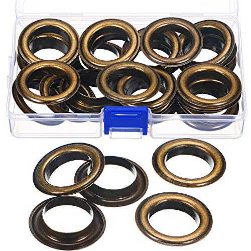 25 Sets Grommets Kit Metal Eyelets with Washers Curtain Grommet for Leather, Tarp, Canvas (Bronze, 1 Inch)
