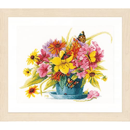 Lanarte Cross Stitch Embroidery Kits for Adults, Cross Stitch Preprinted with Embroidery Pattern on 100% Cotton and Embroidery Thread, 14,57 x 12,21 Inches - 37 x 31 cm, Colour Perfection