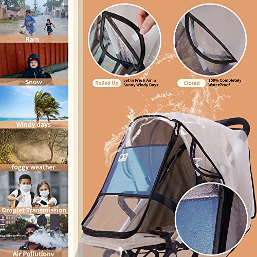 Bemece Stroller Rain Cover , Universal Stroller Accessory, Baby Travel Weather Shield, Windproof Waterproof, Protect from Dust Snow