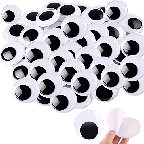 100 Pieces Wiggle Eyes, 1.2 inch Googly Eyes with self Adhesive Round Plastic for Crafts Making and Party Decorations