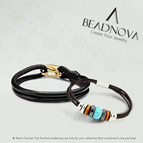 BEADNOVA 3mm Genuine Round Leather Cord Leather Strips for Jewelry Making Bracelet Necklace Beading, 5 Meters 5.5 Yards, Dark Brown