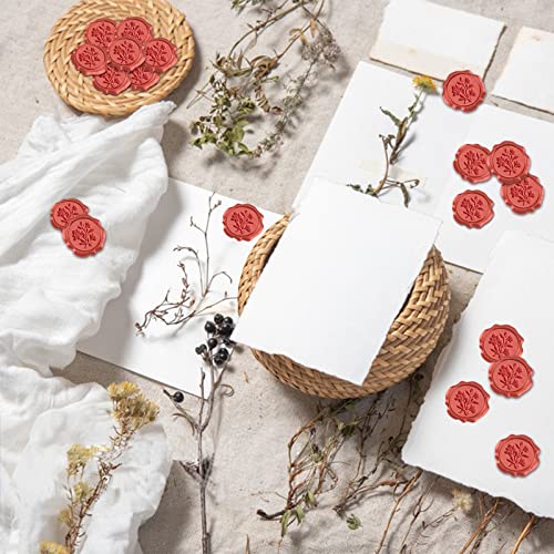 CRASPIRE 50pcs Red Wax Seal Stickers Magnolia Self Adhesive Wax Seal Stamp Stickers Flower Envelope Wax Stickers for Wedding Invitation Scrapbook DIY Craft Adhesive Waxing Party Gift Wrapping
