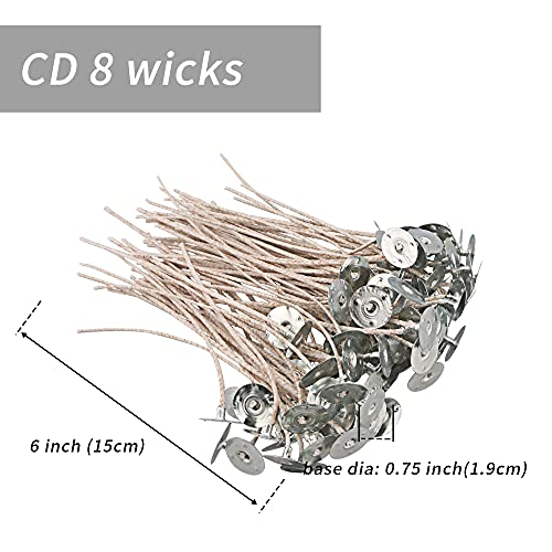 EUPNHY CD Series Candle Wicks for Soy Candles,100pcs CD 8 6" Pretabbed Wicks,Cotton & Paper Wicks for Candle Making.