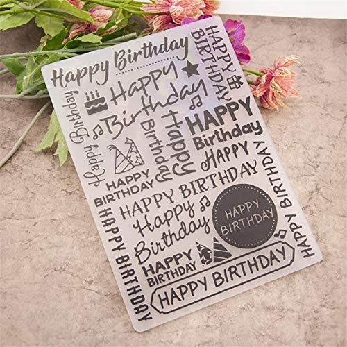 Welcome to Joyful Home 1PC Happy Birthday Background Embossing Folder for Card Making Floral DIY Plastic Scrapbooking Photo Album Card Paper DIY Craft Decoration Template Mold