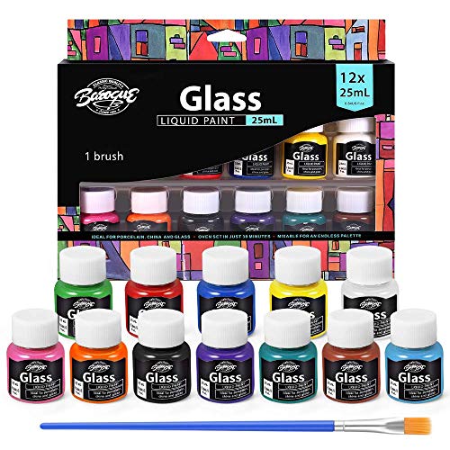 Stained Glass Paint, Lacquer Based for Superior Glass Art Paint, Permanent Window Paint, Gallery Glass-Stained Glass Paint Set Non-Toxic Craft Porcelain Paint with Palette