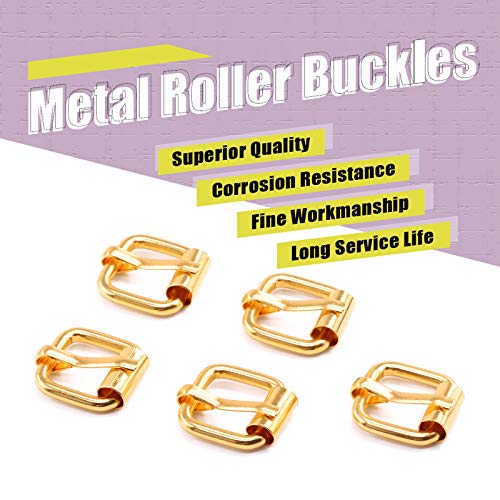 Swpeet 60Pcs Heavy Duty 1/2 Inch - 13mm Gold Multi-Purpose Metal Roller Buckles Metal Rings for Belts Hardware Bags Ring Hand DIY Accessories Keychains Belts and Dog Leash (Gold, 1/2 Inch)
