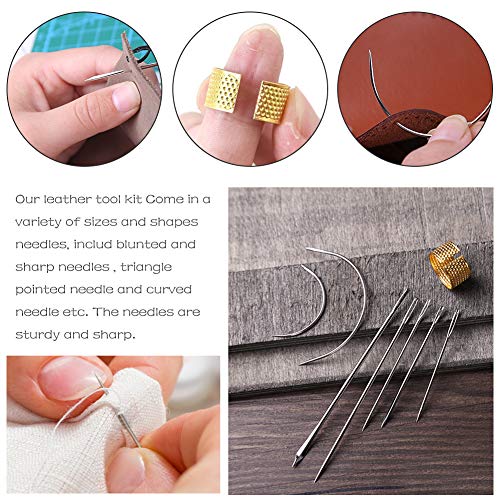 30 PCS Upholstery Repair Kit, Leather Sewing Repair Kit with Sewing Thread, Large Eye Leather Sewing Needles, Awl, Leather Hand Sewing Needles, Leather Craft Tool Kit for Leather Repair, Stitching