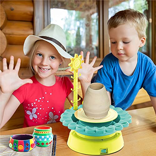 Buddy N Buddies- Pottery Studio USB Charger, Clay Pottery Wheel Craft Kit for Kids Age 8 and Up, Air Dry Sculpting Clay and Craft Paint kit for Kids, Educational Toy for Kids (Yellow)