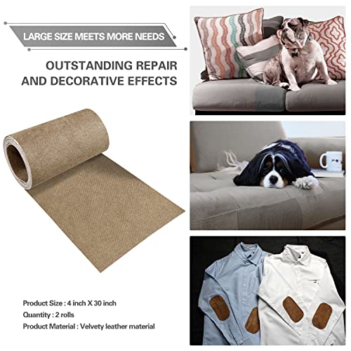 Velvet Repair Patch, Self-Adhesive Flannel Fabric Patch, Multi Colors, Microfiber Patch，Can be Used to Patch Sofas, Car Seats, Handbags, Jacket Holes and Tears (Light Brown)