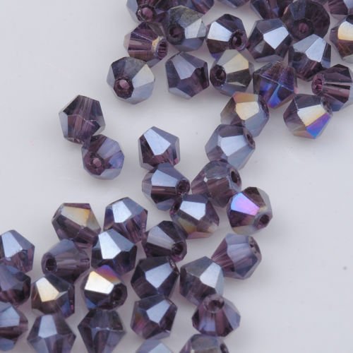 XinBoWen DIY 4mm 1000Pcs Bulk Faceted Bicone Crystal Glass Beads with Container Box Beads for Making Jewelry (Purple)