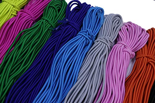 YYCRAFT 30 Yards Heavy Stretch Round String Elastic Cord for Mask String 1/8-Inch (3mm) Mix Color