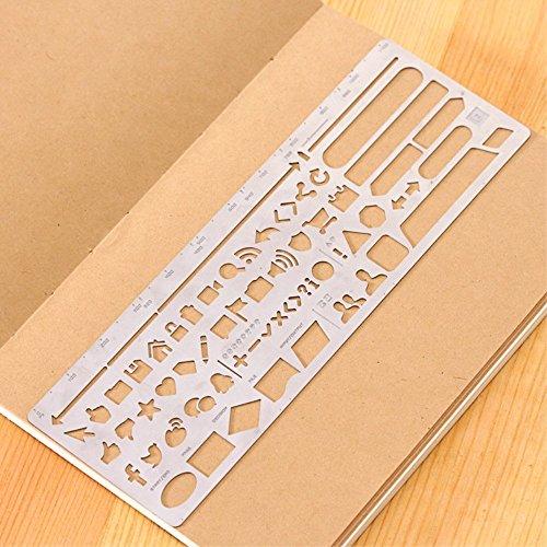 Wocst 3 in 1 Stainless Steel Drawing Painting Stencils Included Web UI/iOS Stencils for Scrapbooking, Card and Craft Projects