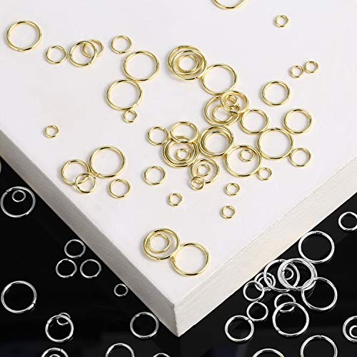 900PCS Jump Rings for Jewelry Making,Strong Silver Gold Open Jump Ring for Jewelry DIY Craft Necklace Accessories 4mm 6mm 8mm 10 mm