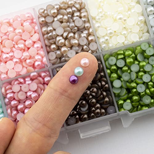 Summer-Ray 4mm Assorted Color Flat Back Pearl in Storage Box (Color Collection #3)