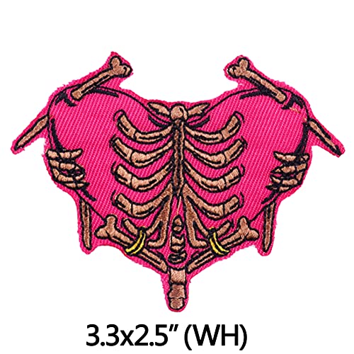 2 Pcs Pink Skeleton High-end Embroidered Patch Iron On Sew On Appliques Sport Badge Emblem Sign