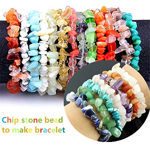 500pcs Natural Chip Stone Beads Multicolor 5mm to 8mm Irregular Gemstone Healing Crystal Loose Rocks Bead Hole Drilled DIY for Bracelet Necklace Earrings Jewelry Making Craft