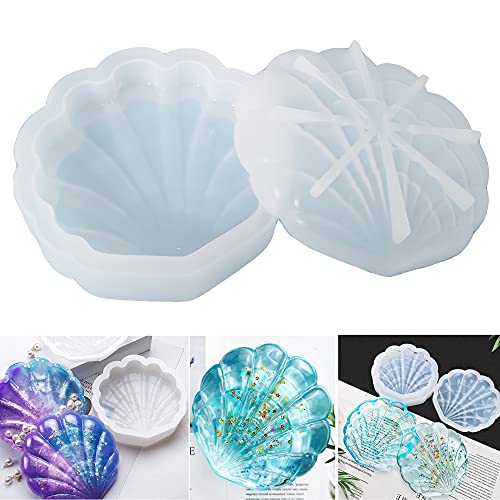 Box Resin Mold, Silicone Resin Molds Jewelry Storage Box Molds, Seashell Epoxy Molds for Resin Crafts DIY (Seashell Storage Box)