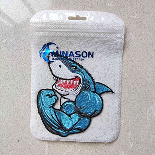 Quotes Skull Unicorn Shark Badge Emblem Iron On Patch Embroidered Sew On Patches for DIY Girl Skirt Dress Kid's Bag T-Shirt Craft Clothes (Shark 02)
