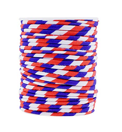 Mandala Crafts Soft Elastic Cord from Spandex Nylon Fabric for Jewelry Making, Sewing, and Crafting Red White and Blue