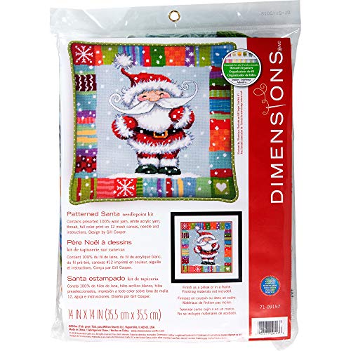 Dimensions Needlepoint Kit, Patterned Santa Claus Christmas Needlepoint, 14'' x 14''