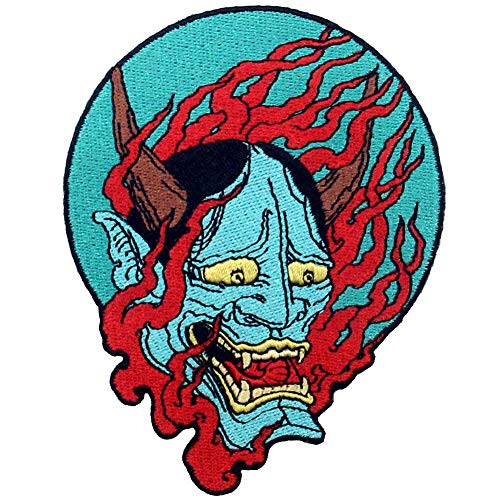 Samurai Hannya oni Patch Embroidered Applique Badge Iron On Sew On Emblem