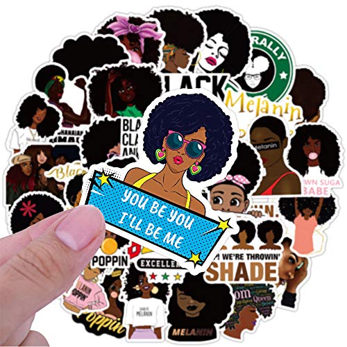50 pcs Melanin Stickers | Black Girl Graffiti Stickers|Music Singer Decal Waterproof Vinyl Decals for Laptop Skateboard Water Bottles Luggage Scrapbooking