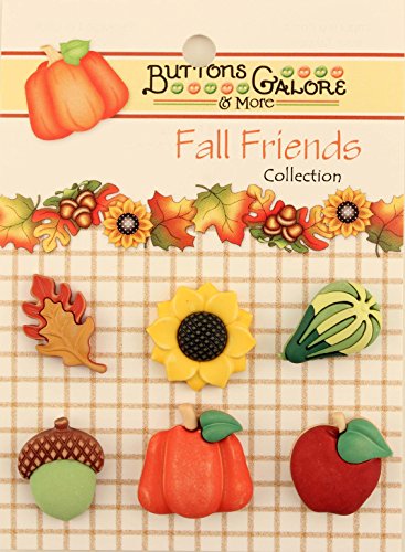 Buttons Galore Fall Friends 3D Buttons-Set of 6 Cards
