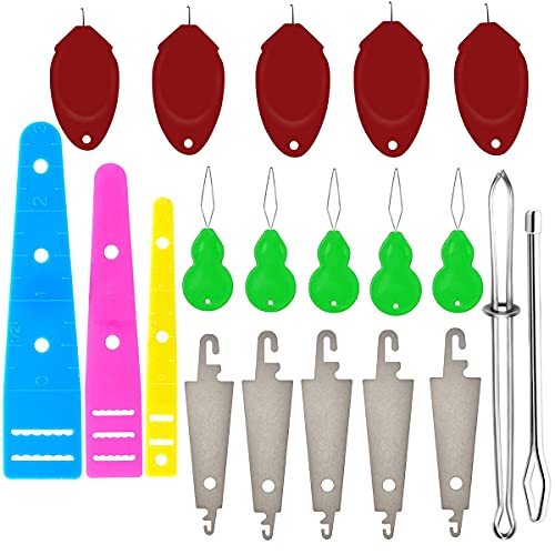 Needle Threader Sewing 20 Pieces Set, Embroidery Cross Stitch Stainless Steel Hook Needle Threader Large Eye Needles Hand DIY Drawstring Flat Plastic Threaders for Sports Pants Shorts Jackets