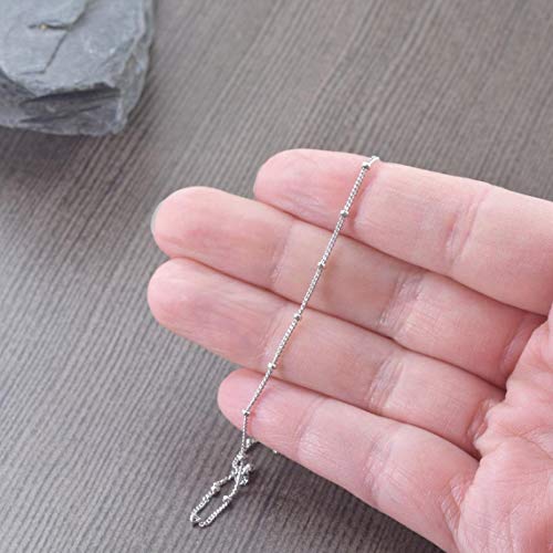 Wholesale 12PCS Silver Plated Brass Curb Chain Satellite Beaded Chains Bulk for Jewelry Making (16 Inch(1.5mm))