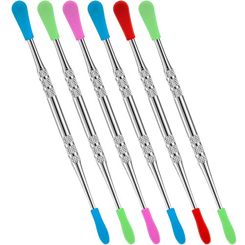 6 Packs Wax Carving Tool Silicone Scrap Tool Stainless Steel Sculpting Modeling Tool Spoon with Random Color Silicone Tip Covers 4.75 Inch
