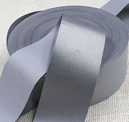 Sew On Silver Reflective Fabric Polyester Material DIY Tape For Clothing (2inch x 164feet)