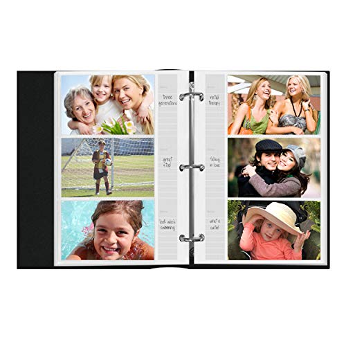 Pioneer Photo 204-Pocket Ring Bound Photo Album for 4 by 6-Inch Prints, Black Bonded Leather with Gold Accents Cover