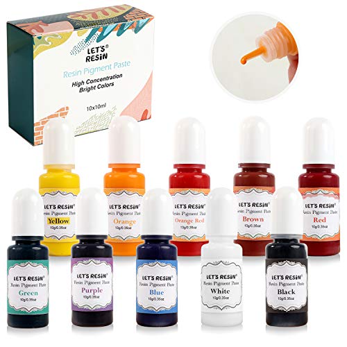 LET'S RESIN Opaque Resin Pigment,10 Colors Epoxy Resin Pigment Paste Each 0.35oz,High Pigmented Resin Coloring Paste,Resin Colorant for Epoxy Resin Coloring,Resin Jewelry,Resin Molds