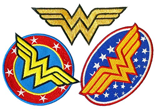 Set of 3 Wonder Woman Embroidered Iron on Patch Logo Superhero