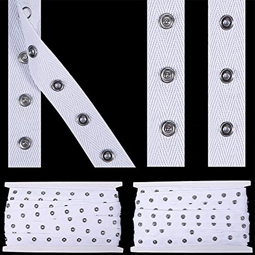 15 Yard Sewing Snap Tape Trim Snap Button Tape Soft Cloth Sewing Snaps DIY for Baby Male Female, Snaps for Sewing After Operation Easy to Dress (White)