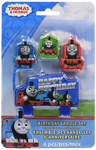 Choo-Choo-Choose Thomas All Aboard Birthday Candle Set - 1 Large, 3.6" x 2.3", 3 Small, 1.3"- 1.7" (Pack of 4) - Fun & Delightful Kids Party Favor
