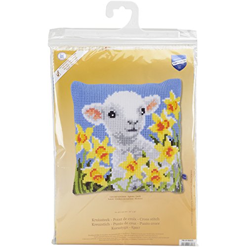 Vervaco Lamb Cushion Cross Stitch Kit, 15.75" by 15.75"