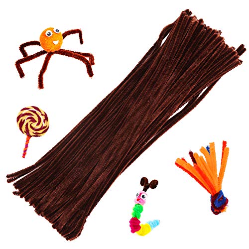 100 Pieces Pipe Cleaners Chenille Stem, Solid Color Pipe Cleaners Set for Pipe Cleaners DIY Arts Crafts Decorations, Chenille Stems Pipe Cleaners (Brown)