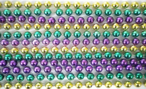 33 inch 07mm Round Metallic Purple Gold and Green Beads - 6 Dozen (72 necklaces)
