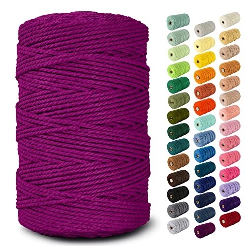 Nook Theory 3mm Macrame Cord 220 Yards - 4mm 5mm Soft Macrame Rope Perfect for Knots - Macrame Supplies for Wall Hangers & Boho Decorations - Cotton Rope - Macrame String (Plum, 3mm)