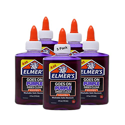 Elmer’s Disappearing Liquid School Glue | Purple Color, Dries Clear, for Kids Arts and Crafts | 4 oz (5 Pack)