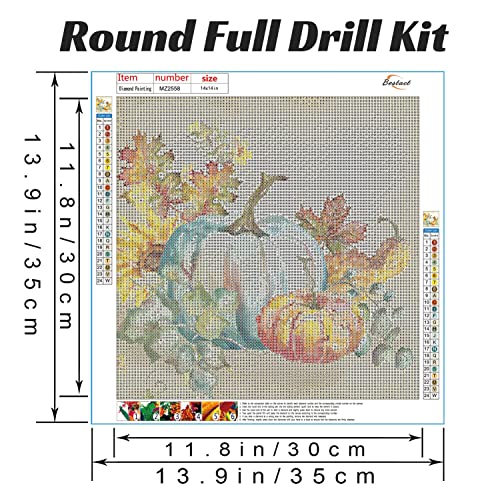 Pumpkins Diamond Painting Kits,Fall Diamond Art Kit for Adults Full Round Drill,Paint with Diamond for Gift,Wall Decor