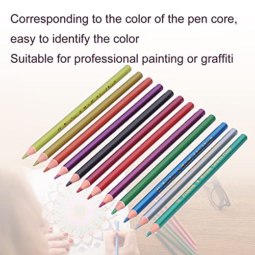 Zerodis 12Pcs Colored Pencil Set, Metallic Fluorescent Professional Coloring Pencil Art Colored Pencils Sketch Graffiti Painting Supplies for Adults and Kids(Neon Color Pencils)