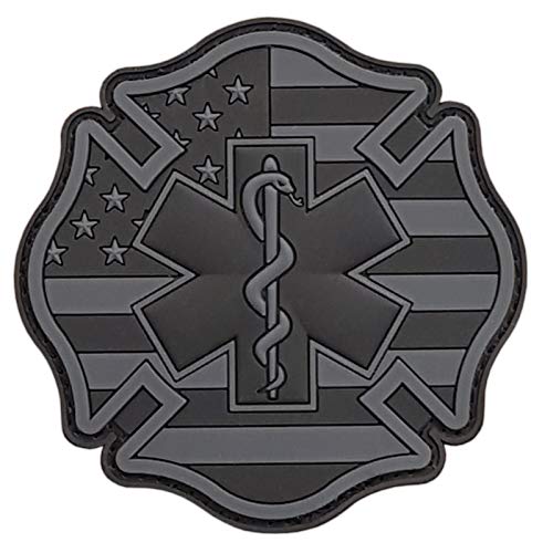 Blackout EMS EMT Fire Fighter Department USA American Flag Rescue Firemen Medic Morale PVC Touch Fastener Patch