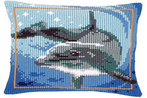 Vervaco Dolphin Cross Stitch Cushion, Multi-Colour