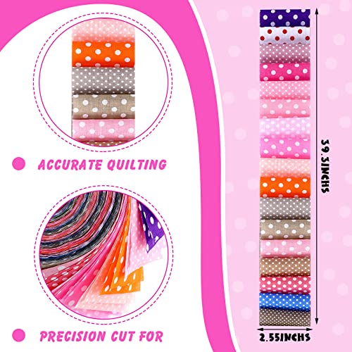 40 Pcs Polka Dot Roll Up Cotton Fabric Quilting Strips, 2.55 Inch Jelly Fabric, Colorful Cotton Craft Patchwork Roll, Patchwork Craft Cotton Fabric Bundle for Sewing DIY Crafts (Dots Style)